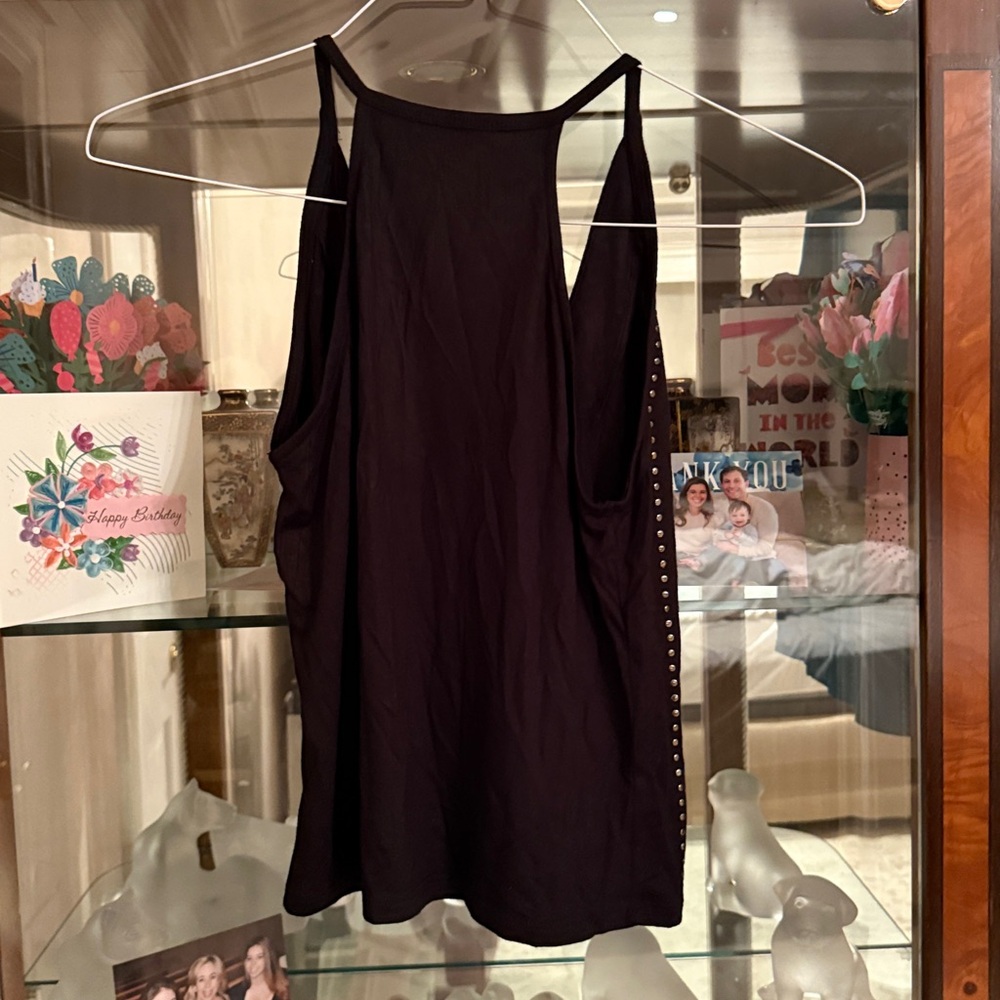 Leith Charcoal Cropped Tank with Stud Detail - Picture 3 of 3